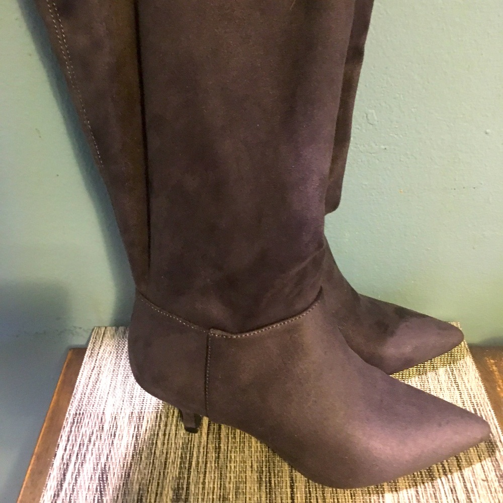 Dark Grey Faux Suede Boots